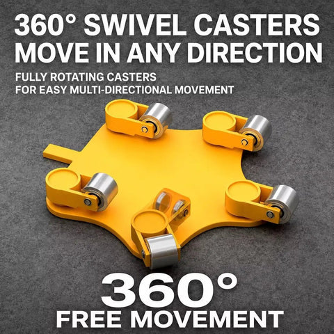 Heavy Duty Machine Skates For Moving Industrial Equipment With Rock Solid 12 Ton Capacity premium yellow swivel casters for easy movement.