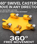 Heavy Duty Machine Skates For Moving Industrial Gear Stainless Steel Base With Dual Bearing Wheels 2 Ton 4409 Lb Capacity smooth rotating yellow casters