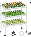 Hydroponics Growing System With Wheels A 3 Tier Vertical Garden Kit For 108 Plant Sites Made With Food Grade PVC Pipes