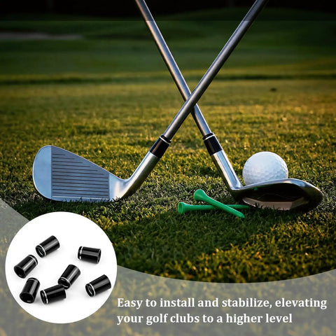 Seven Piece Black Golf Ferrules With Silver Ring For 0.370 Inch Iron Shafts DIY Friendly Club Building Repair And Shaft Install