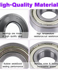 Premium Heavy Duty Replacement Washer Tub Bearings And Seal Kit For Samsung Front Load Washers, showcasing high-quality steel bearings with rubber seals.
