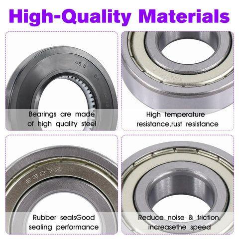 Premium Heavy Duty Replacement Washer Tub Bearings And Seal Kit For Samsung Front Load Washers, showcasing high-quality steel bearings with rubber seals.
