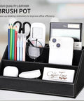 5 Piece Desk Organizer Set With PU Leather Finish Looks Slick And Keeps Your Desk Ultra Tidy Multifunction Storage Box