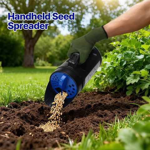 Three Setting Handheld Spreader For Lawn And Garden Fertilizer Grass Seed Salt And Ice Melt With A Two And A Half Liter Hopper