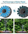 Comparison of Outdoor Solar Fountain Pump 3.5W With 6 Nozzles For Bird Bath, Pond, and Garden Decor, highlighting spray difference.