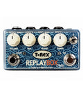 Replay Box Delay Guitar Effects Pedal With True Stereo Operation And Active Tap Tempo, Volume, Mix, Repeat And Subdivision Controls For Studio Quality Echo And Up To 3 Seconds Of Delay, blue metal top view