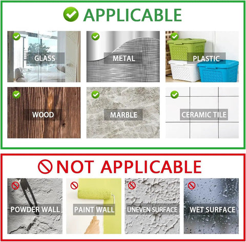 Self Adhesive Aluminum Hooks Heavy Duty Wall Mount Hangers No Drill Stick On For Towel Coat Robe Shower Bedroom Bathroom Kitchen Black 6 Pack Rust Resistant applicable surfaces image with glass, metal, plastic, wood, marble, ceramic tile; not for powder wall, paint wall, uneven or wet surfaces.