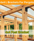 Beefy 4x4x3.5 Pergola Brackets Heavy Duty L Brackets For Wood 4 Pack Corner Brackets For Decks Shelves And Fences 800 Lbs Capacity Per Bracket Built From 4mm Premium Angle Iron installed on pergola posts