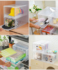 Sleek Stackable Clear Hat Organizer Two Pack With Smooth Glide Drawers Holds A Dozen Baseball Caps Each showcased in use.
