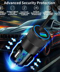 MFi Certified 75W USB C PD And QC Car Charger With 6Ft Coiled Cable For iPhone 17 Series 16 15 Pro Max Plus Galaxy S26 S25 Pixel Fast Charge In Your Car showing advanced security protection features