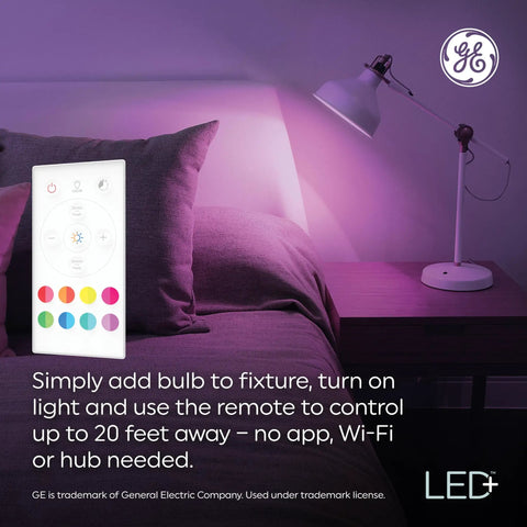 Color Changing LED Light Bulbs With Remote No App Or Wi Fi Needed A19 Base 3 Pack Dimmable Mood Lighting For Home Parties Control Up To 10 Bulbs In 20 Feet, remote on bed with purple light