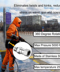 360 Degree Pressure Washer Swivel Fitting Three Eighths Inch NPT Thread Stainless Steel Durable Leak Proof Hose Gun Connector For Easy Cleaning And Smooth Rotations in use