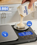 Dual Platform Kitchen Scale With 0.01g Precision And 5Kg Capacity Rechargeable Digital Scale for Grams and Ounces in use