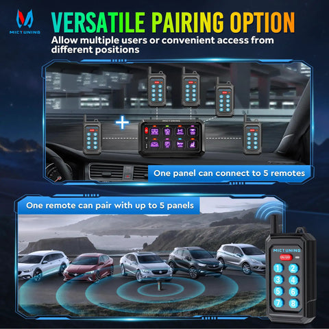 Diagram of 8 Gang Switch Panel With Wireless Remote Control From Up To 230 Feet Pair With Up To 5 Panels At Once in vehicle