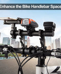 40 cm Aluminum Alloy Bike Handlebar Extender Mount For On The Go Riders, holds devices, fits 18-34 mm handlebars, urban scene