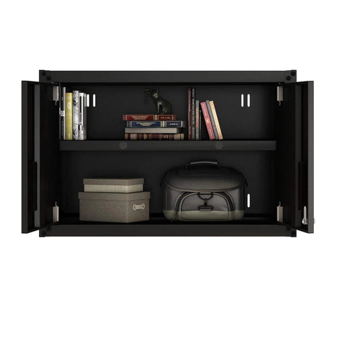 Ready To Assemble Floating Garage Storage Cabinet For Wall Mount With Lockable Double Doors Heavy Duty Steel Construction Removable Shelf