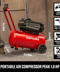 No Nonsense 10 Gallon Electric Air Compressor With Wheels 175 Psi Max Push 1 8 Hp Oil Free Motor Dead Quiet setup being moved.