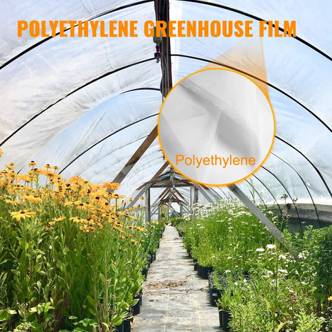 8x25 Ft Greenhouse Plastic Sheeting, 6 Mil Thick UV Resistant Clear Polyethylene Film, Heavy Duty Hoop House Cover For Gardens, Farms, Farm-Ready And Agriculture Projects, All Season Weatherproof Greenhouse Film