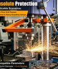 Heavy Duty Drill Press Guard For Big Floor Models with clear safety shield for 4.0 to 6.5 inch round columns in use