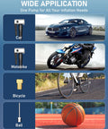 Portable Tire Inflator And Air Compressor With Dual Power Battery And 12V DC Car Bike Motorcycle Pump 150 PSI usage illustration