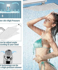 Person enjoying Built To Last High Pressure All Metal Rain Shower Head With Handheld Combo under high-pressure rainfall effect