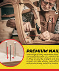 A craftsman using the All Purpose Nail Set Bundle For DIYers Includes Finish Nails, Common Nails, Brad Nails, Wire Nails, And Picture Hanging Nails A Complete Woodworking Fasteners Kit For Home Improvement Projects And A Pro Finish to construct a wooden chair.
