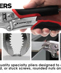 7.5 Inch Heavy Duty Locking Pliers With Screw Extractor And Curved Jaws, Quick Release for stripped screws removal