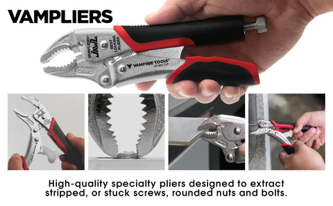 7.5 Inch Heavy Duty Locking Pliers With Screw Extractor And Curved Jaws, Quick Release for stripped screws removal