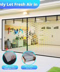Magnetic Garage Door Screen 16x7 Ft With Retractable Fiberglass Mesh shown on a two-car garage with weighted bottom.