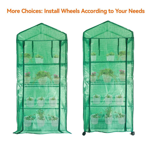 4 Tier Portable Greenhouse Kit With Casters And Roll Up Zipper PE Cover For Indoor Outdoor Seedlings And Plants on display