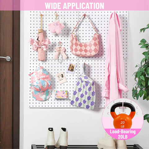 Pink Pegboard Hooks 2 Inch Set With Rubber Safety Tips, Heavy Duty Metal Hangers That Stay Put, Fits 1/8 And 1/4 Inch Boards