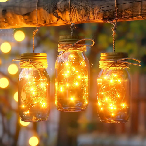 Warm White Plug In Fairy Lights 33Ft 100 LED Silver Wire Firefly String Lights With Adapter illuminating mason jars