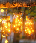 Warm White 99 Feet 300 LED Fairy String Lights With Flexible Waterproof Silver Wire in mason jars for outdoor decor