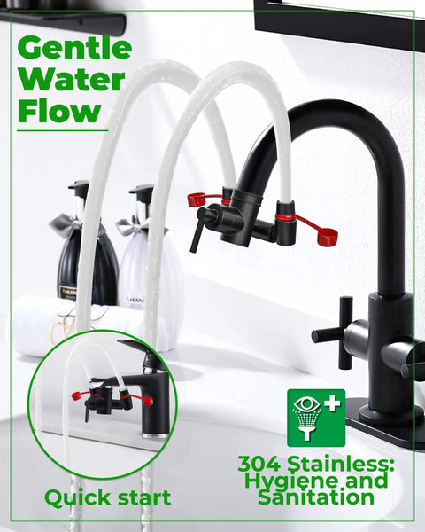 Emergency Faucet Mounted Eyewash Station with Sink Attachment and Common Sink Adapters for Safe Flushing