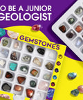 Awesome 25 Piece Rock and Mineral Kit for Kids Ages 6 to 12 STEM Geology Toy Set with Real Rocks Gemstones and Crystals for Hands On Science Discovery and Learning Perfect Starter Geology Kit for Classroom Home School Projects. 25-piece gemstone kit with rocks in tray