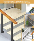 Rock Solid Outdoor Wooden Handrail For 1 To 3 Steps Hella Strong Wall Mount Banister with durable wood design on steps.