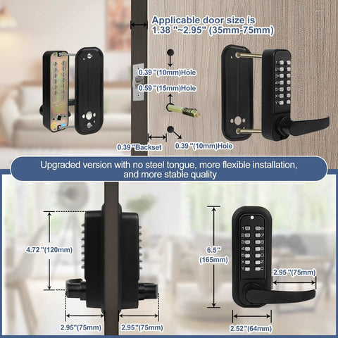 Badass Heavy Duty Stainless Steel Keyless Gate Lock With Handle Outdoor Fence Waterproof Black Silent Self Closing Latch No Mess Setup Hella Durable Gear For Your Yard Security Boost