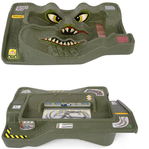 Monster City Extreme Wheels Race Track Table For Kids, Portable Two Sided Play Table With Cityscape And Off Road Tracks, Green Surface