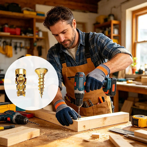 Heavy Duty Expansion Screws Kit For Kitchen Cabinets 20 Piece Set With Gloves Pro Grade Cabinet Door Stabilizers Repairs Enlarged Holes Prevents Sagging And Misalignment Keeps Hinges Tight For Easy DIY, brass screws in workshop