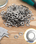 200 Pack Quarter Inch Belleville Washers Bulk Conical Disc Spring Cup Washers 18-8 Stainless Steel For Hardware Projects And Replacements Perfect For Automotive, Machinery, And DIY Gearhead Shop Use, pile with caliper