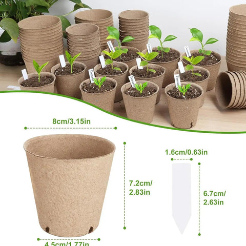 Seedling Pot Set For Germination Round Nursery Pots For Yard Balcony Garden Breathable Paper Pulp Planters holding young plants