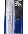 Smooth Grip Sealer Applicator Brush And Wide Tray Combo For Tile Stone Grout Treatments, clear plastic packaging with applicator and tray.
