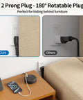 Image showing the 2 Prong To 3 Prong Outlet Adapter Power Strip With 180 Degree Rotating Plug behind furniture, compared to others.
