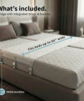 Twin To King Bed Converter Bridge Serving As A Split King Gap Filler With Heavy Duty Straps And Steel Buckles to secure two mattresses.