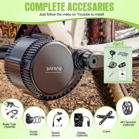 750W Mid Drive Ebike Conversion Kit With VD618 Display, 44T Chainring, And Brushless Motor for bike installation guide