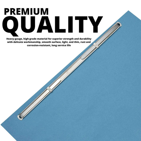 Hella Sturdy Metal Prong Paper Fastener Kit With Punch Compressor, showing heavy-duty steel prong fastener on blue paper.