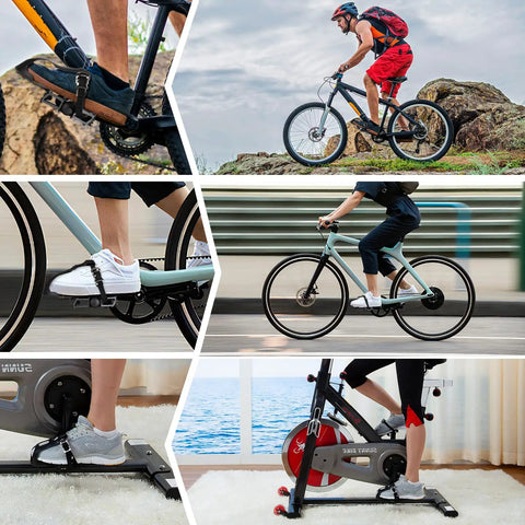 Ride Ready Aluminum Bike Pedals With Toe Cages, Universal Nine Sixteenths Inch Spindle Replacement For Peloton, Spin And Outdoor Bikes, Built Tough 