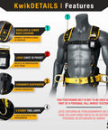 Beaver Tail Safety Belt Kit For Linemen And Ironworkers, showing harness features like large chest ID pocket, cushioned back.