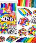 All In One Kids Arts And Crafts Kit With 2000 Plus Pieces For Easter DIY Projects Pipe Cleaners Pom Poms Feathers Beads And Tools