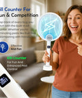 Woman holding 2 In 1 Electric Bug Zapper And Indoor Fly Swatter with Rechargeable Mosquito Zapper High Voltage Killer and UV Light Trap
